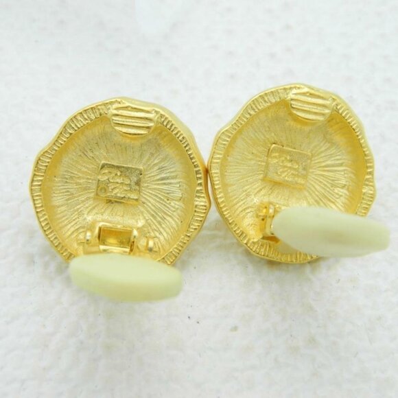 New Old Stock ROSA FLORES White Glass Earrings - Picture 5 of 5